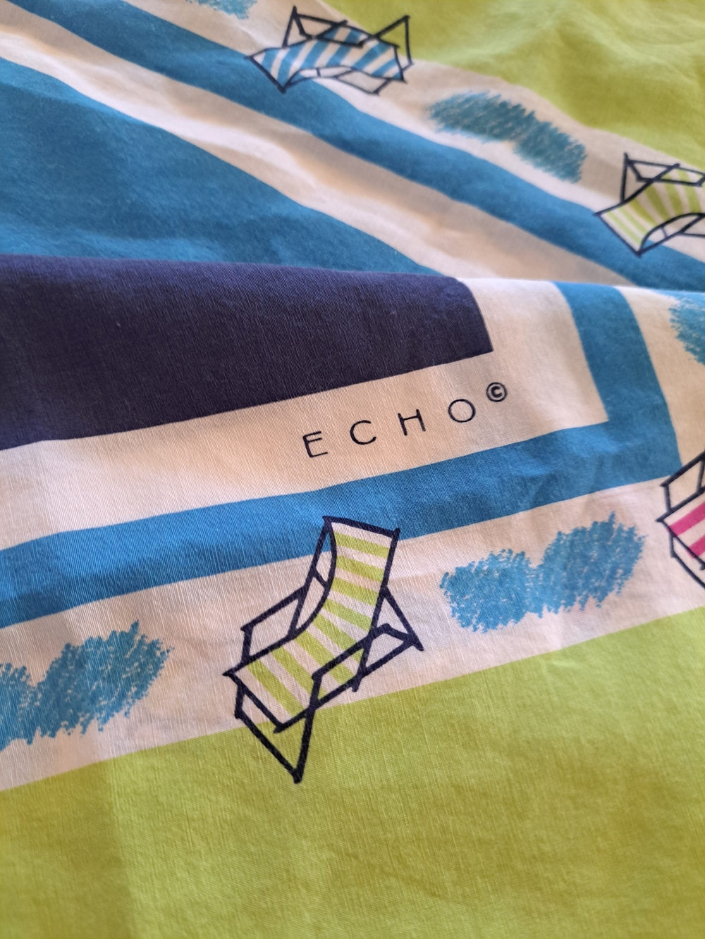 Echo Beach Chair Novelty Print Silk Cotton Square Scarf Summer - Picture 2 of 3